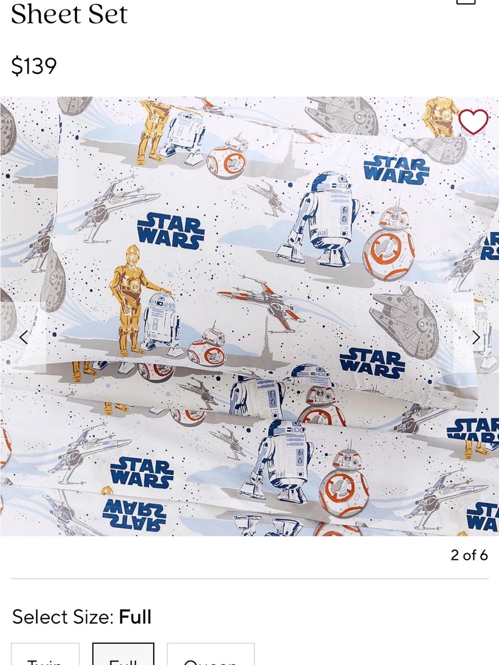 Star Wars Printed Full Sheet- White, Blue, Gold, Orange